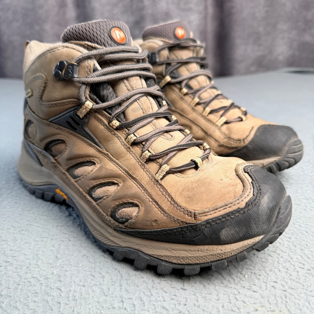 Merrell Radius Mid Waterproof Hiking Boots Mens 9 Dark Grey Taupe J86185 Vibram